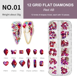 Мода 120 шт./кор. 3D AB Стразы стеклянная Смешанная форма женские сандалии с ремешками и крупными стразами коробки Нейл арт драгоценные камни оформление стразами наборы
