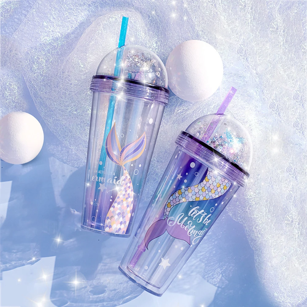 Sea-maid New Fancy Promotional Design Custom Eco-friendly Multicoloured Unicorn Plastic Tumbler Cup Summer Plastic Juice Cup