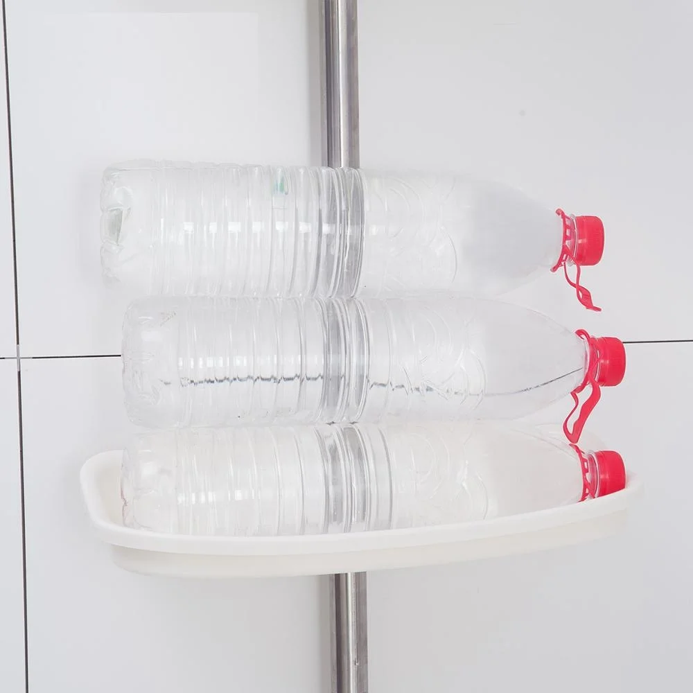 BAOYOUNI Stainless Steel Wall Mounted Multifunctional Shelf Caddy Organizer Plastic Bathroom Storage Adjustable Corner Rack