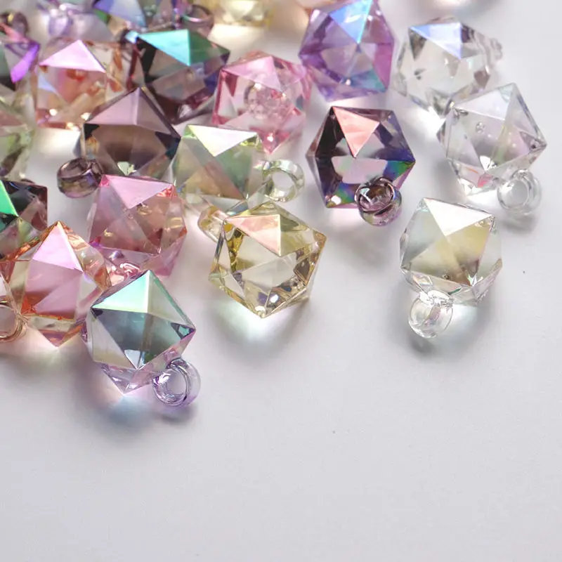 New Crystal Ab Color Glass Crystal Square Plastic Acrylic Beads Chandelier Beads for Jewelry Making Deco