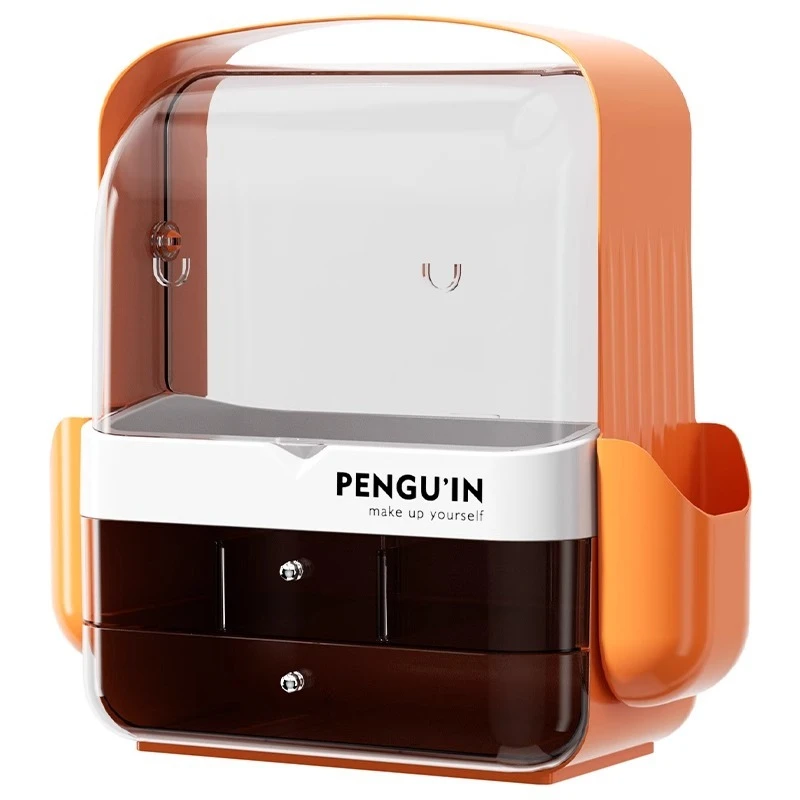 High quality Anthracite 3-layer cosmetics storage box table top lipstick mask skin care dustproof large capacity drawer type net celebrity dr