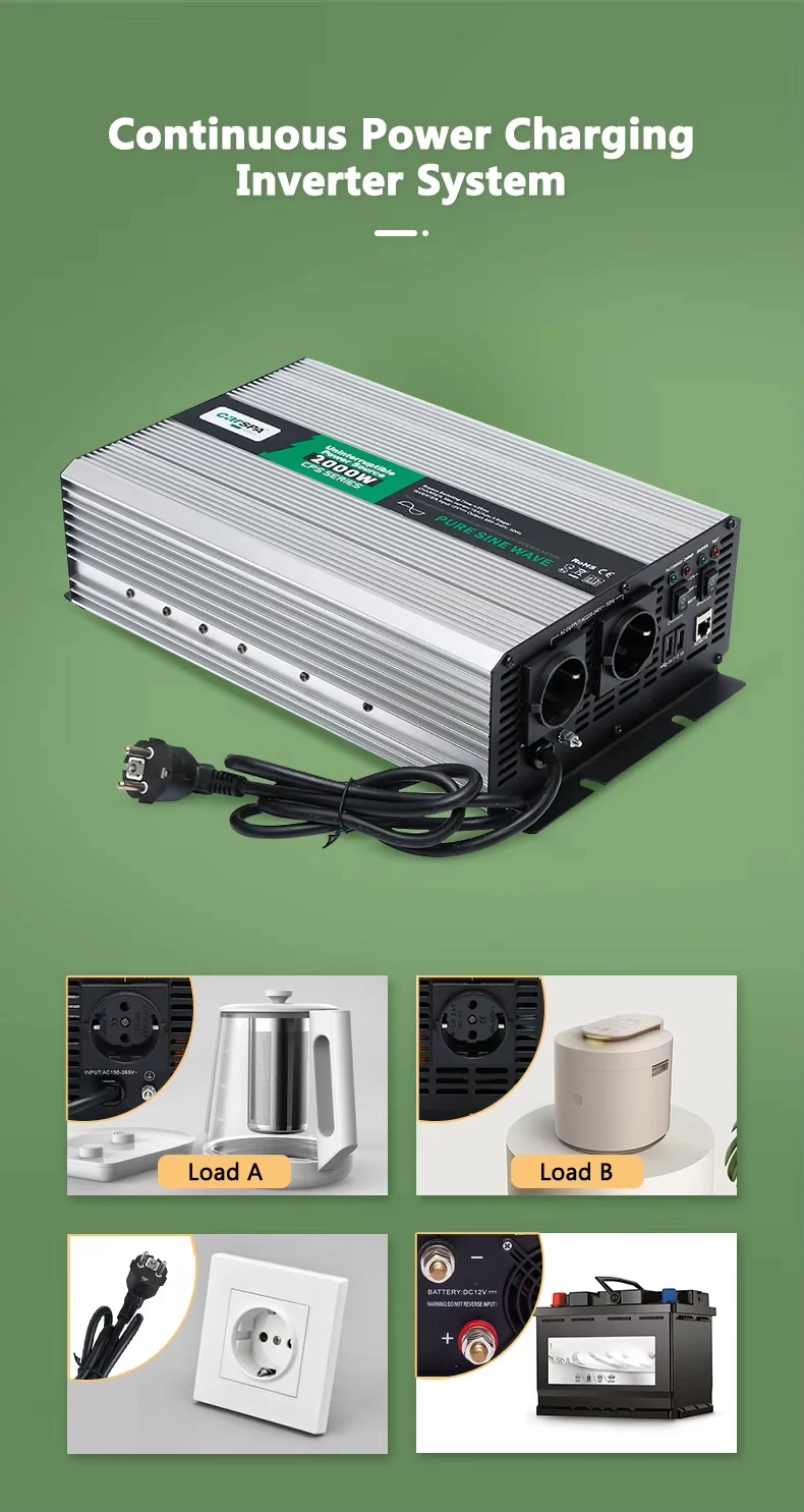 Solar Inverter 2000W with charger 12V OEM German supplier - cps1000 Home inverter with charger