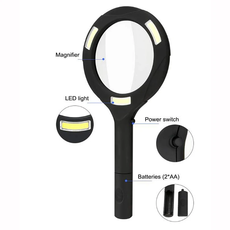 3X Handheld Illuminated COB LED Magnifier