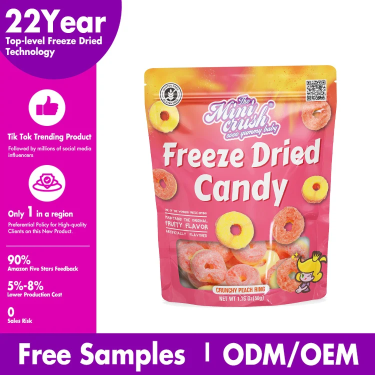 Crunch Candies Wholesale Custom Freeze-Dried Peach Rings Snack Freeze-Dry Candy