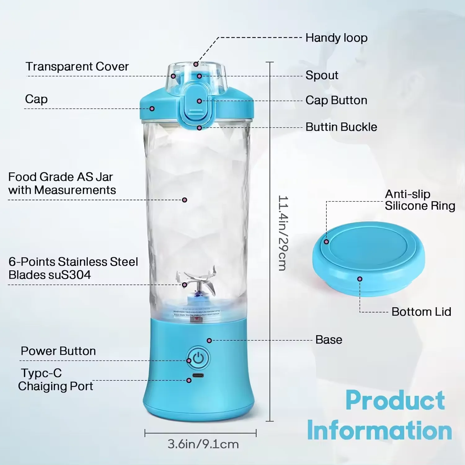 Family Travel Handheld Type-C Food Mixer Cup Personal New Product Electric Shaker Smoothies Fresh Fruit Juicers Portable Blender