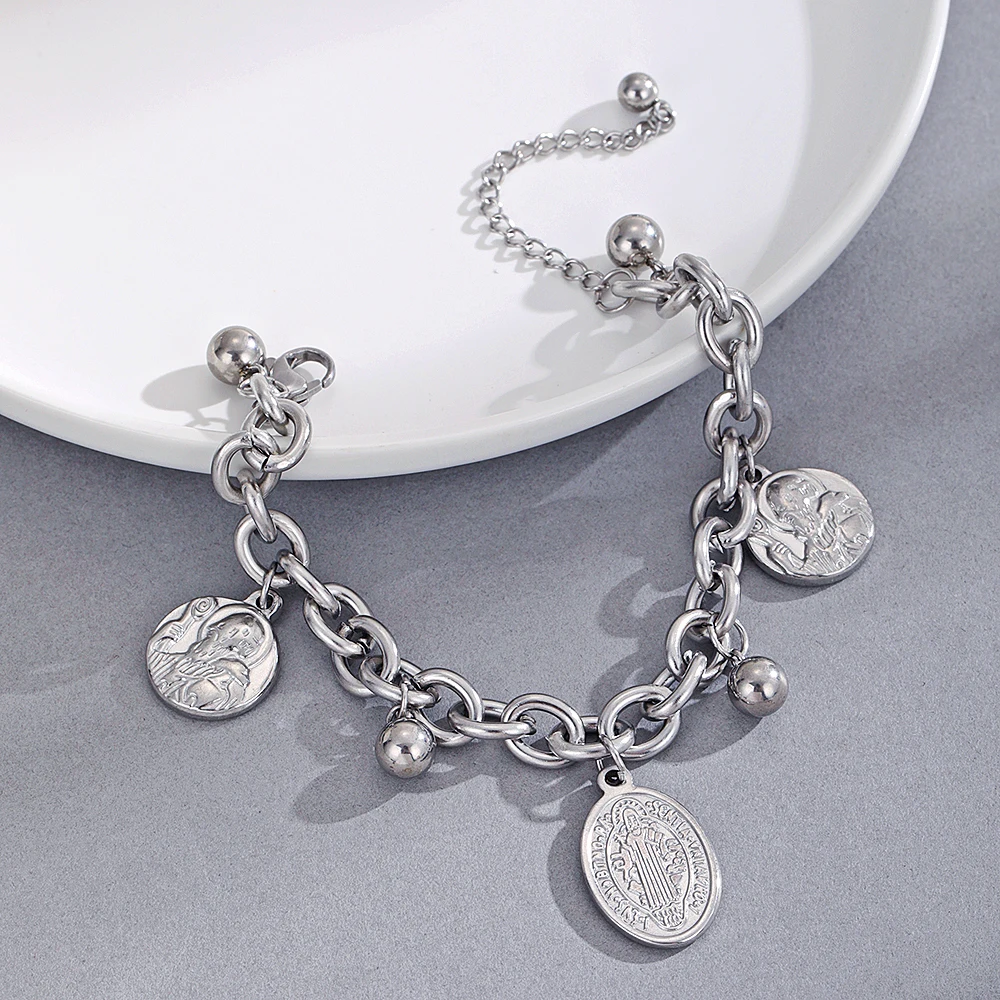 Chinese Factory Custom Stainless steel charm Silver Chain Bracelet Women Jewelry For Party