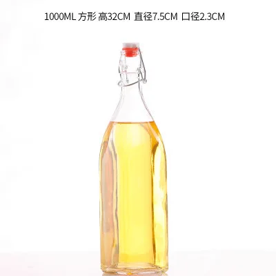 Оптовая продажа 1000 мл 34 унции прозрачная бутылка для воды на заказ сок молочный стакан напитки стеклянные бутылки с качелями