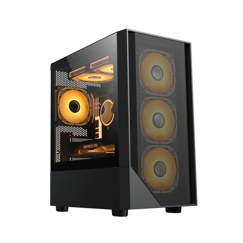 JNP New Design Customize Factory Price Tempered Glass M-atx Pc Cabinet Game Case Gamer Computer Gaming