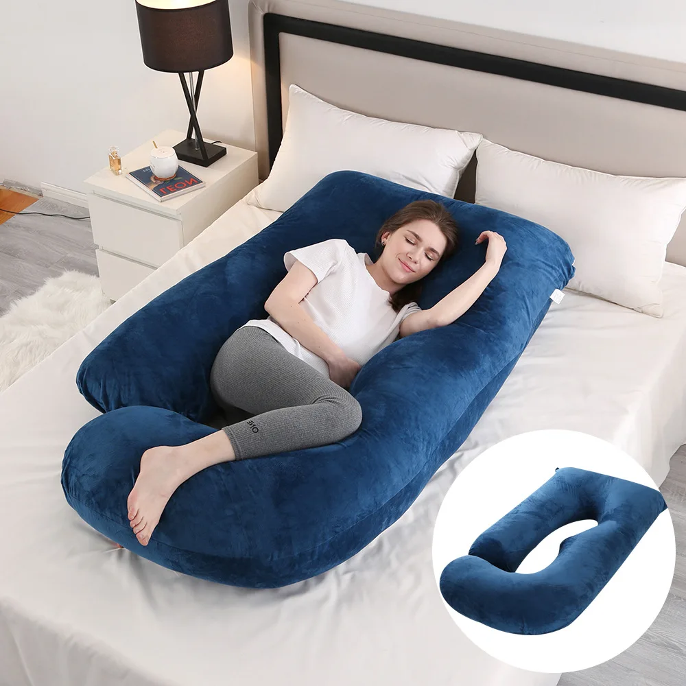 Cotton Velvet U-Shaped Pregnancy Pillow Cases Cheaper Pregnancy Pillow With Removable Cover