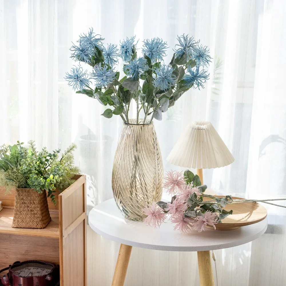 64cm Family Decorative Sea Urchin Flocking Artificial Wedding Flower Home Outdoor Party Attractive Garden Layout Dried Flowers