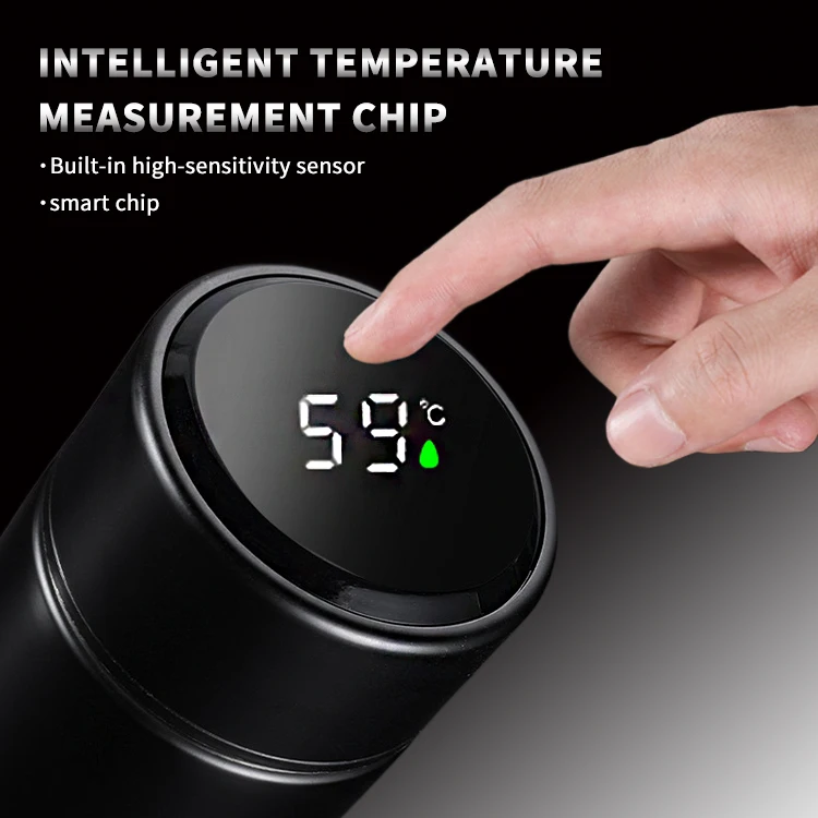 Stainless Steel Double Wal Insulated Tea Infuser Bottle LED Thermal Cup Digital Temperature Display Smart Water Bottle