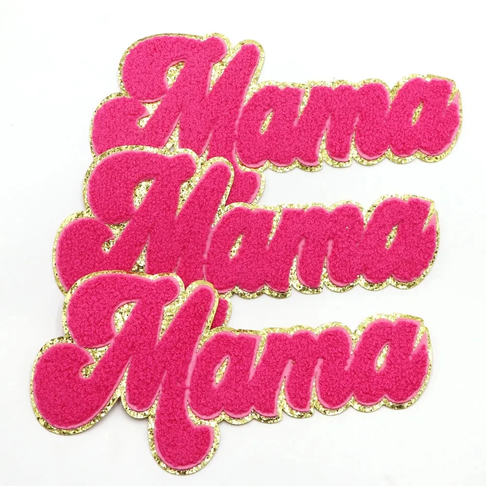Custom Chenille Letter Patches MAMA Sequin Patch Hat Adhesive For Clothing Iron On