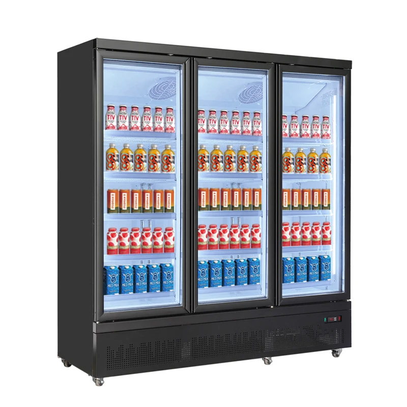 Supermarket Equipment 3 Window Door Display Cabinets Field Bar Beer Drinks Cooler Box Commercial Nevera Refrigerator