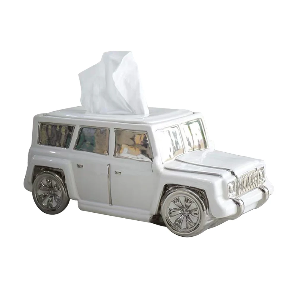 European modern style design car shape Table decorative ornaments ceramic Tissue Box Holder for home decor or Office
