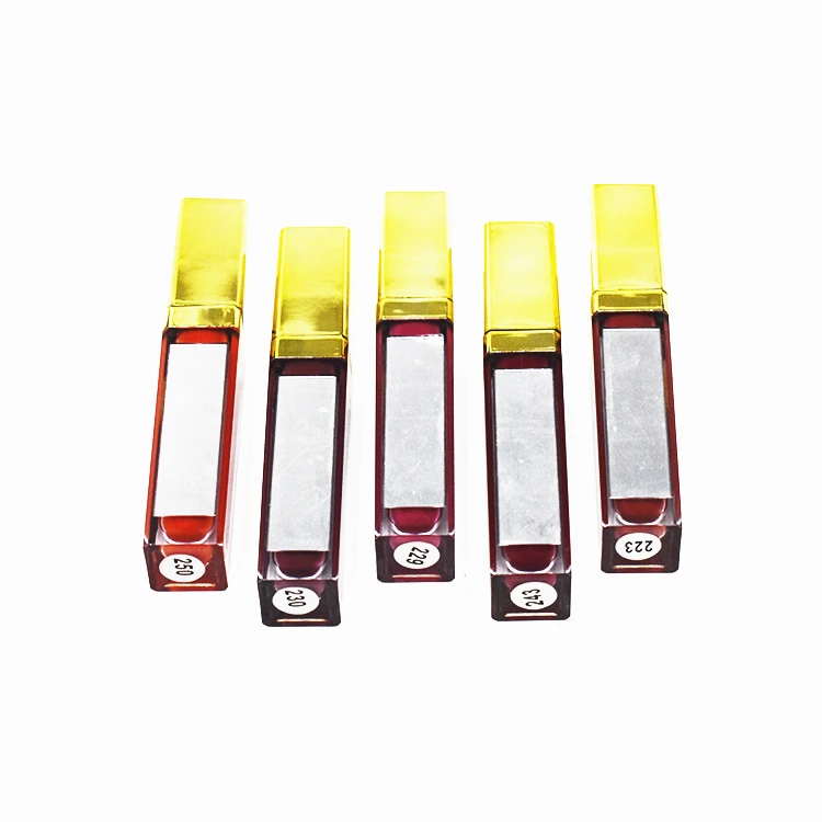 Wholesale Private Label Vegan Luxury Gold LED Square Matte Gloss Liquid Lipstick Tubes Custom Makeup Lipstick