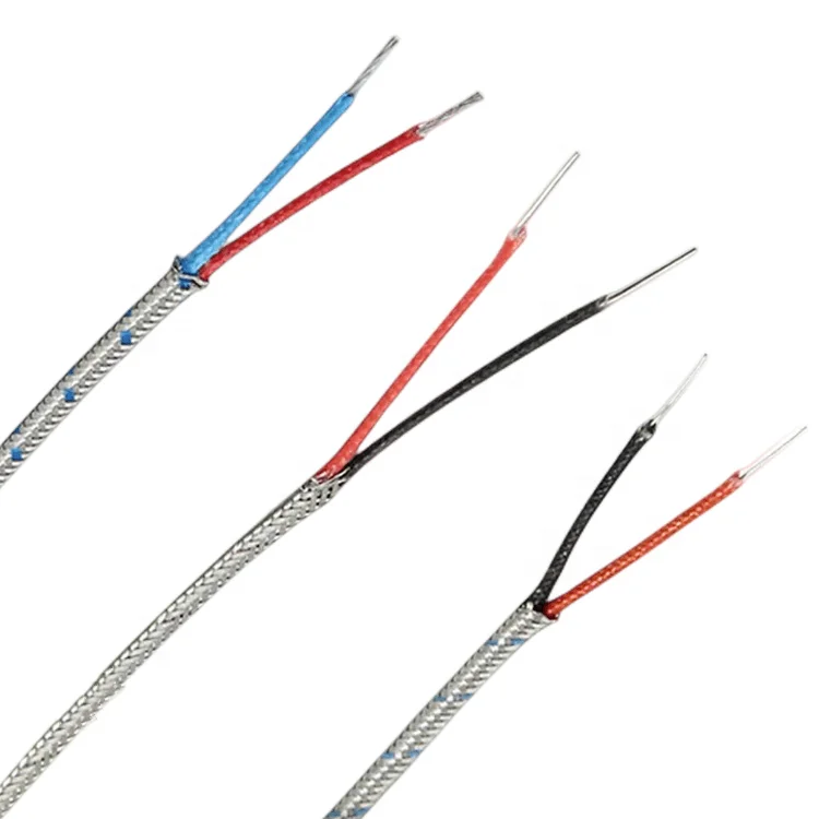 Stranded  Type K thermocouple wire metal braid Chromel Alumel thermo wire KX wire type K fiberglass insulated extension cable