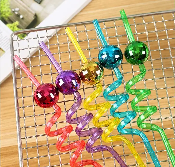 70s Disco Party Decorations Plastic Straws Mirror Stirrers Cocktail Disco Ball Decor for Bachelorette Wedding Birthday