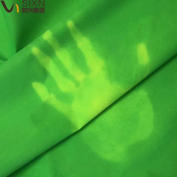 Green To Yellow Color Changing Temperature Sensitive 100% Polyester Peach Skin Lightweight Fabric For Trousers