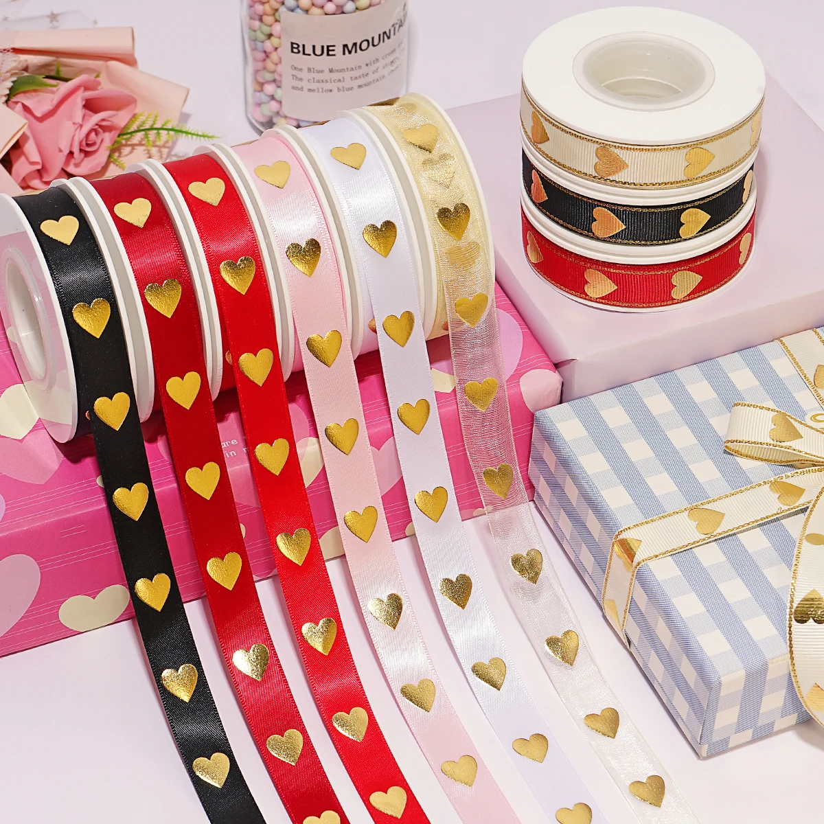 cinta poliester satin ribbon packaging auxiliary materials package tape with logo