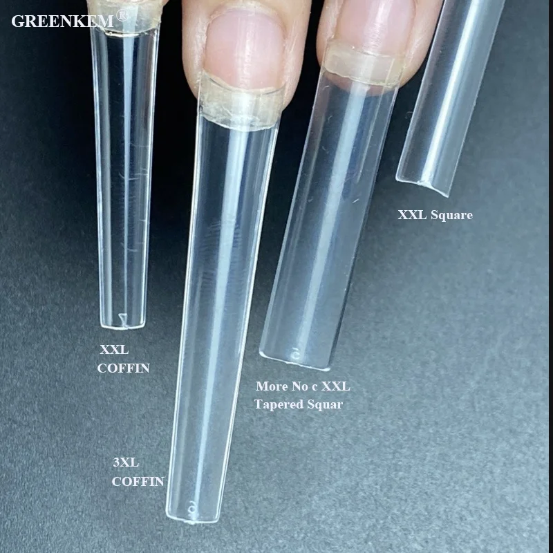 500Pcs Box No C Curve XXL Long Straight Traceless Nails Custom Logo Clear Extra Long XXL No C Curve Square Tips