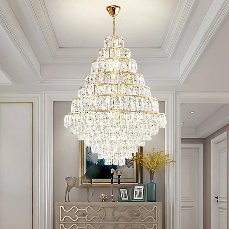 Factory Wholesale High-End Villa Duplex  Hotel Lobby Classic Crystal Chandeliers Decorative Lighting Chandelier