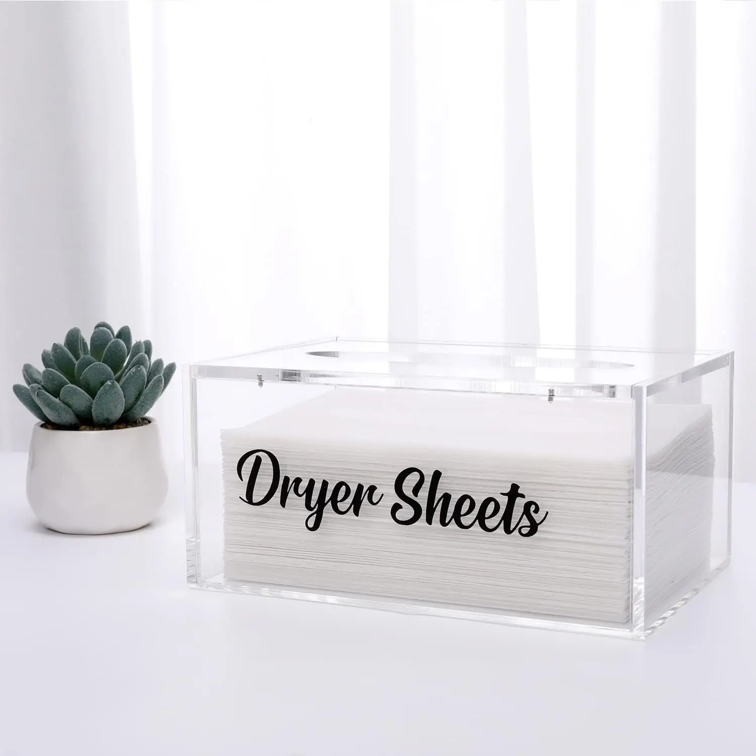 Desiccant tablet holder, acrylic, desiccant tablet dispenser, laundry room storage container for fabric softener tablets