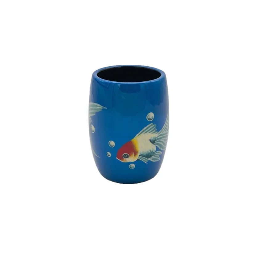 Taiwan Production supply new sublimation Ceramic pen holder with Goldfish pattern