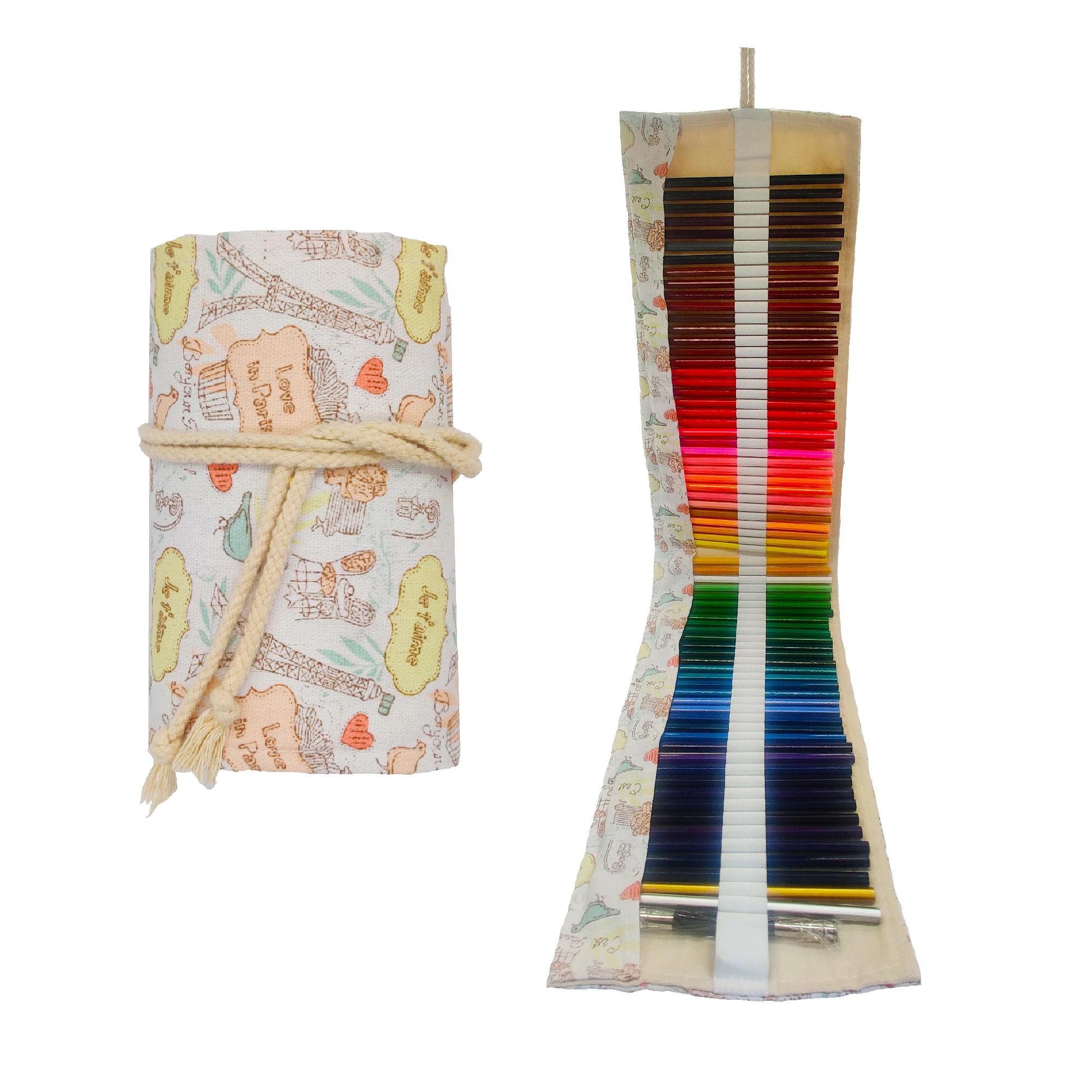 Набор из 72 карандашей для раскрашивания на масляной основе с рулонным холщовым чехлом детей и взрослых художников-художественные принадлежности цветного рисования