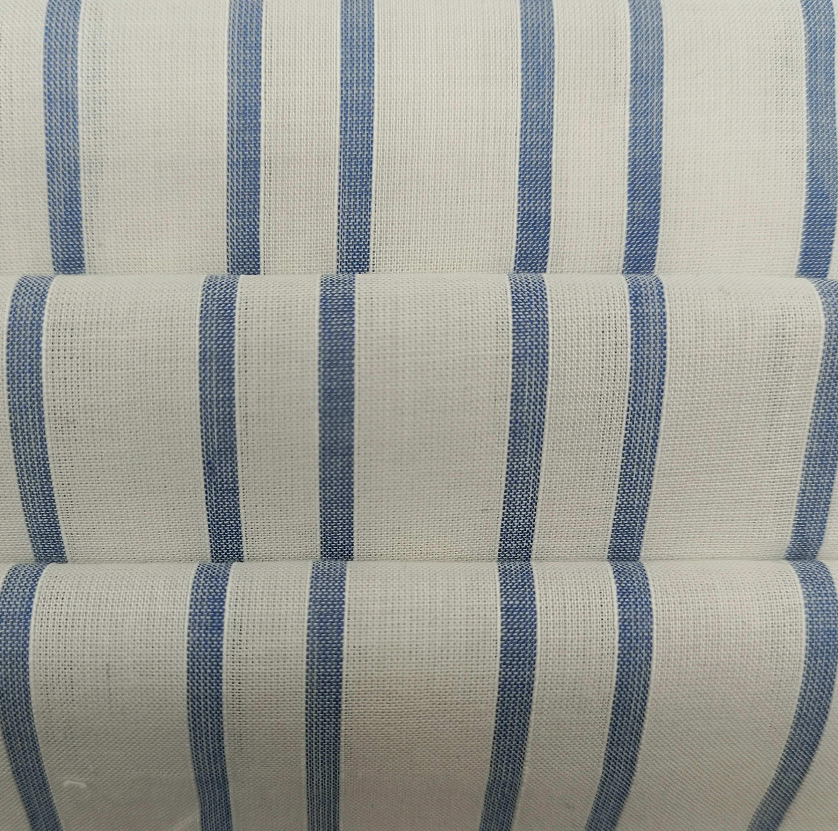 White and blue stripe fabric 58gsm clothing 100%cotton fabric plain woven fabric