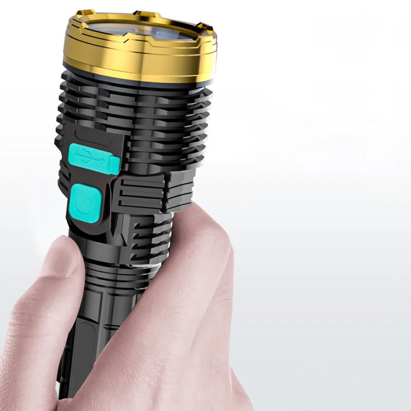 Ultra Bright LED Flashlight With XP-L V6 LED lamp beads Waterproof Torch Zoomable 4 lighting modes Multi-function USB charging