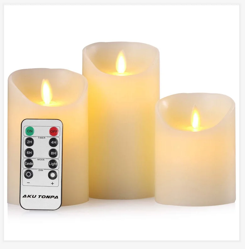 
Wholesale Battery operated Warm light Flameless Remote Control Timer LED pillar candles ornaments 