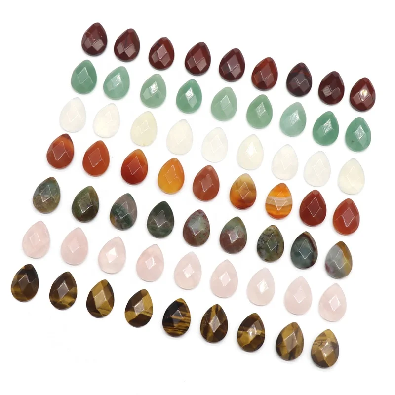 Natural Gemstone13X18mm drop Cabochon loose bead  faceted no hole beads patch for ring material