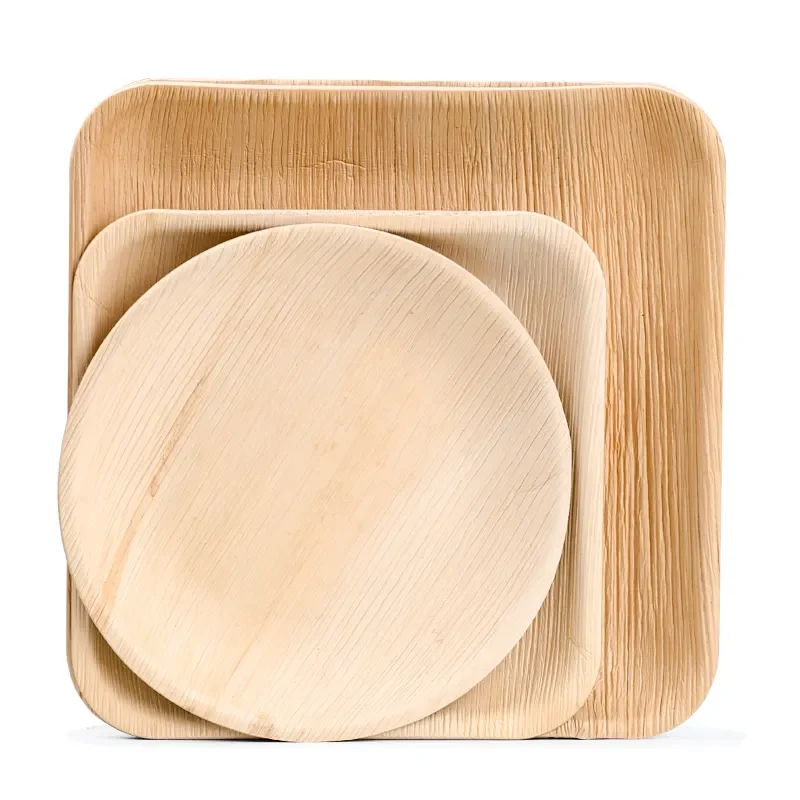 Romantic Disposable Biodegradable Areca Wooden Bamboo Palm Leaf Plate for Party