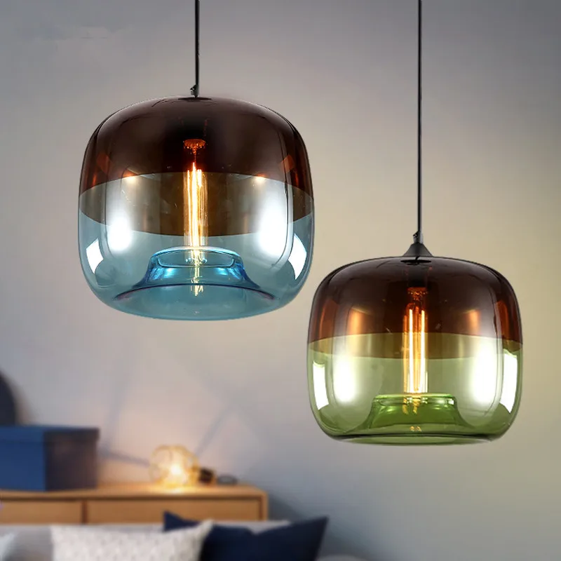 Modern Simple fashion Creative colorful glass restaurant Cafe Bar Study room  living room Bedroom pendant lamp