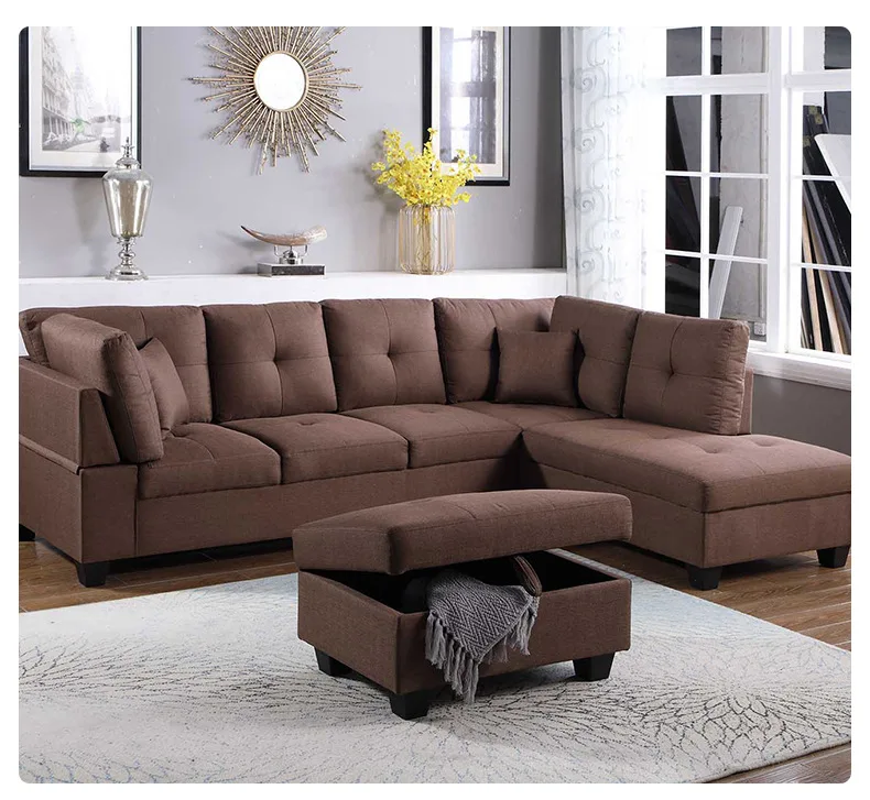 New Business Corner Sofa Set Furniture Fabric Small Unit Three Person Couch Living Room Sofas Corner Simple Combination in Stock