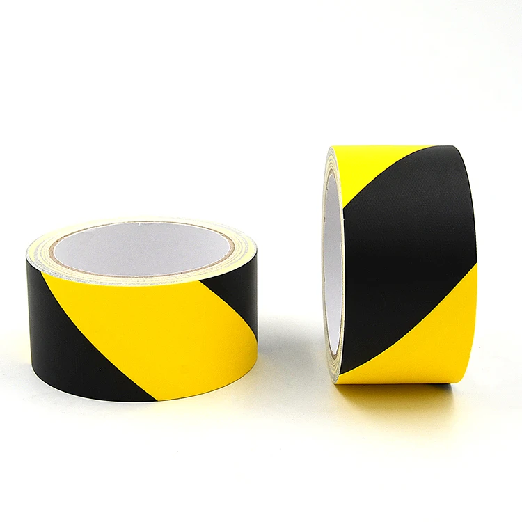 Black yellow stripe floor marking warning cloth hazard duct tape for underground marking