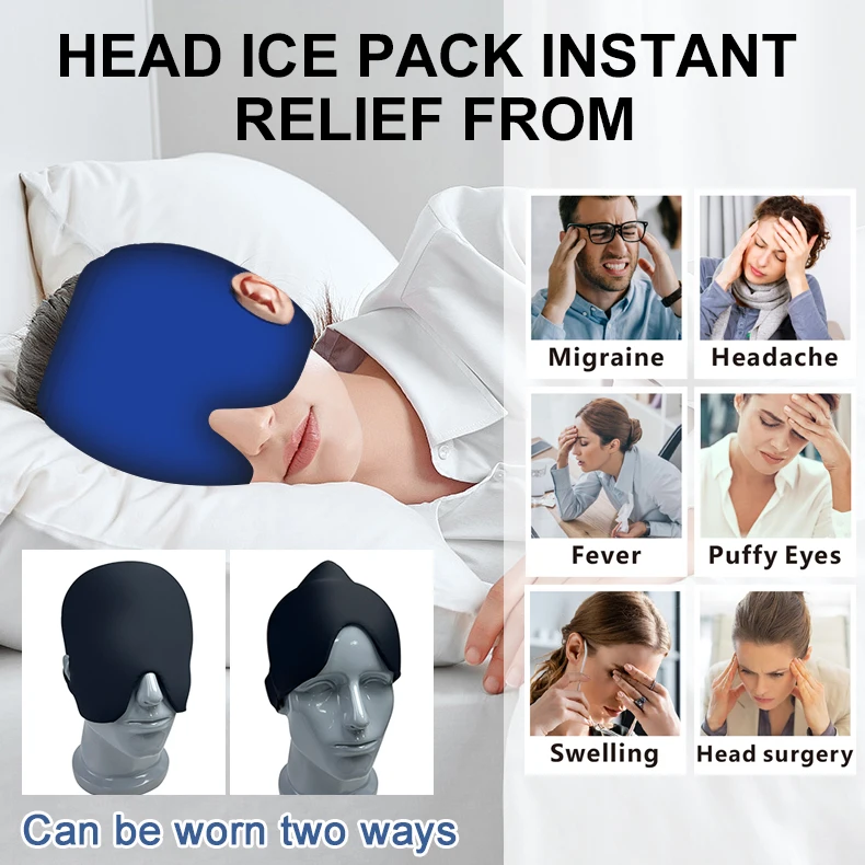 Ice Cap for Migraines & Unwinding, Head Ice Pack Migraine Relief Cap & Tension Headache Relief Cap, Cold Cap for Migraines