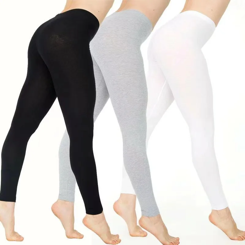 Женские XS-4XL однотонные мягкие леггинсы с высокой талией брюки большого размера