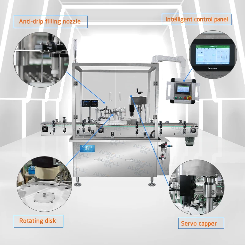Automatic 10-100ml Small Bottle Liquid Spray Eye Drop Vial Dropper Essential Oil Filling Machine