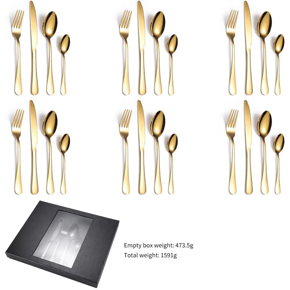 High Quality Gold Spoon and Fork Set Stainless Steel Cutlery Set