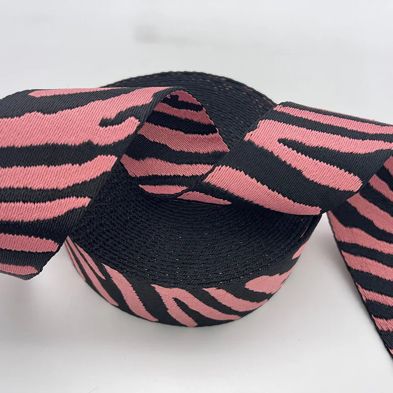 5cm Wide Zebra Stripe Printing Guitar Strap Belts Ribbon Jacquard Bag Purse Strap  Polyester Nylon Webbing