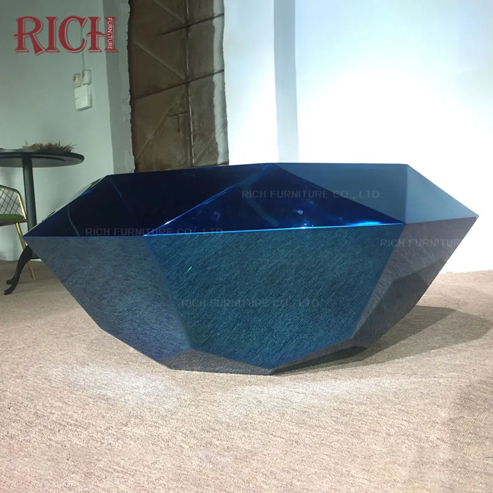 Оптовая продажа брендовая одежда журнальный столик из нержавеющей стали коммерчески с зеркальной поверхностью голубой