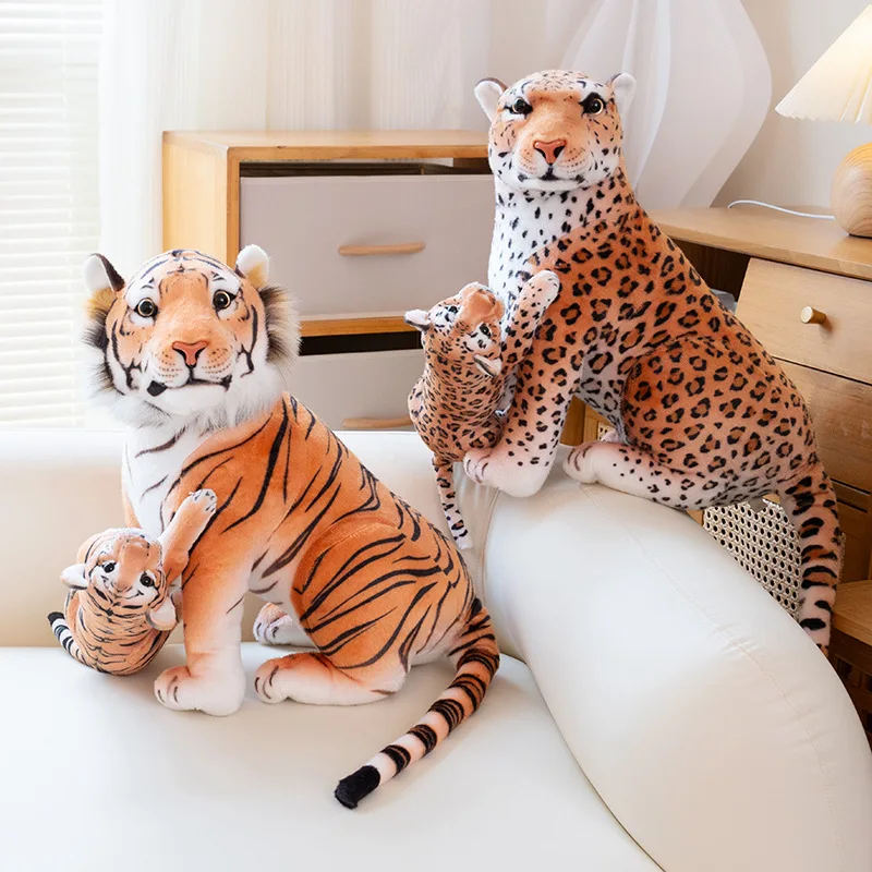 Lovely New Lifelike Soft Leopard Plush toy Stuffed Tiger Doll Plush Simulation Lion Toys Birthday Gift for Children