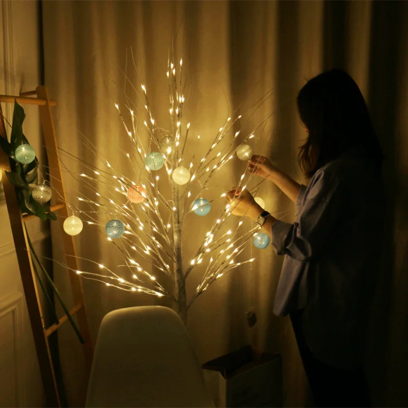 Newish 60leds 64leds 152leds 192leds Custom Artificial Indoor Outdoor Use Battery Christmas Home Decoration Led Cherry Flower