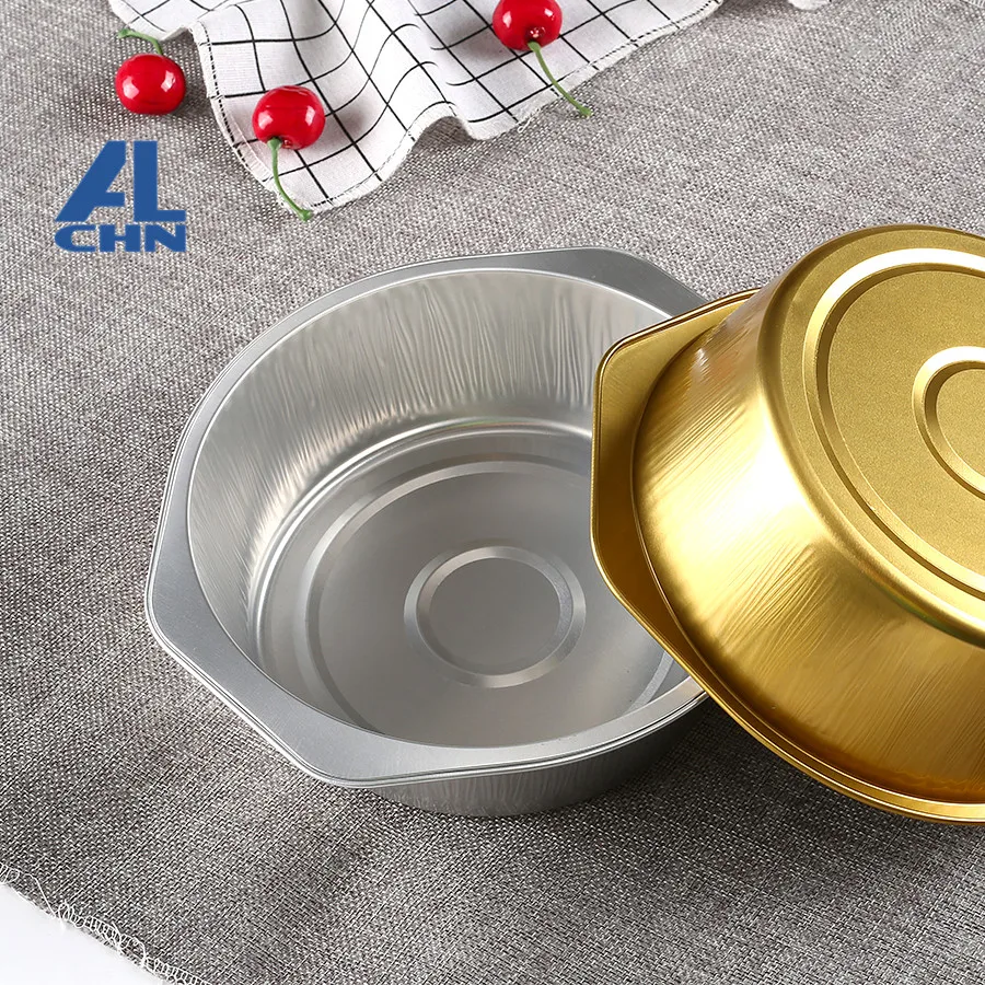 
ALCHN Heavy Duty Disposable Aluminum Round Foil Pans 100% Recyclable Food Storage Tray Container 