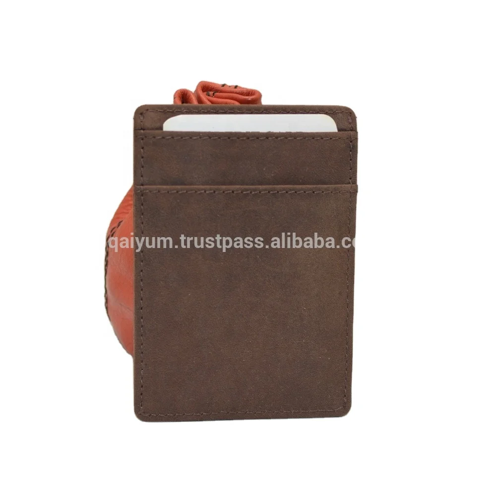 Credit Card Holder RFID Blocking Slim Wallet Genuine Leather Vintage Crazy Horse Rfid Card Holder Accept Customized Logo Brown