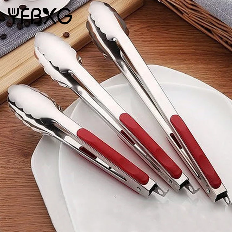 Custom Food Clip Tong Utensils Stainless Steel 3pcs BBQ Kitchen Tongs Set Tongs For Cooking