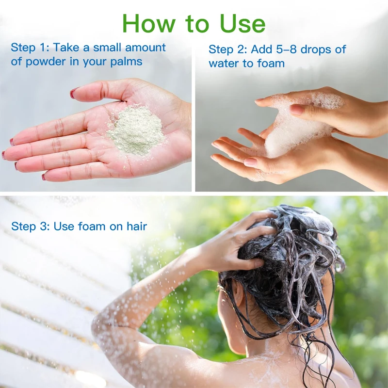 Custom OEM travel dissolvable hair shampooo paper vegan sulphate free shampoo powder