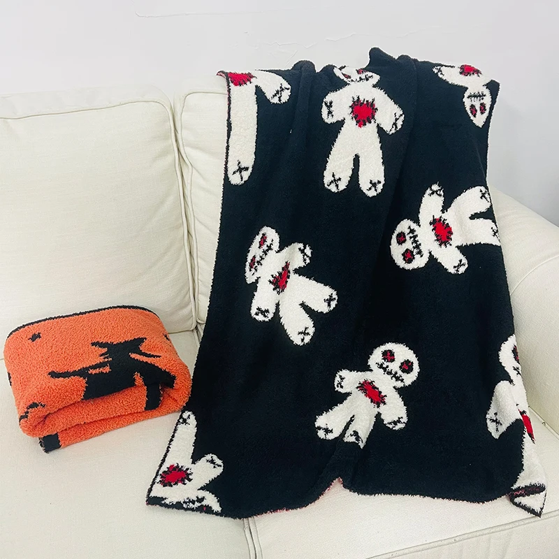 OEM ODM Oeko-Tex standard Eco-friendly Plush Reversible Throw Halloween Ghost Blanket