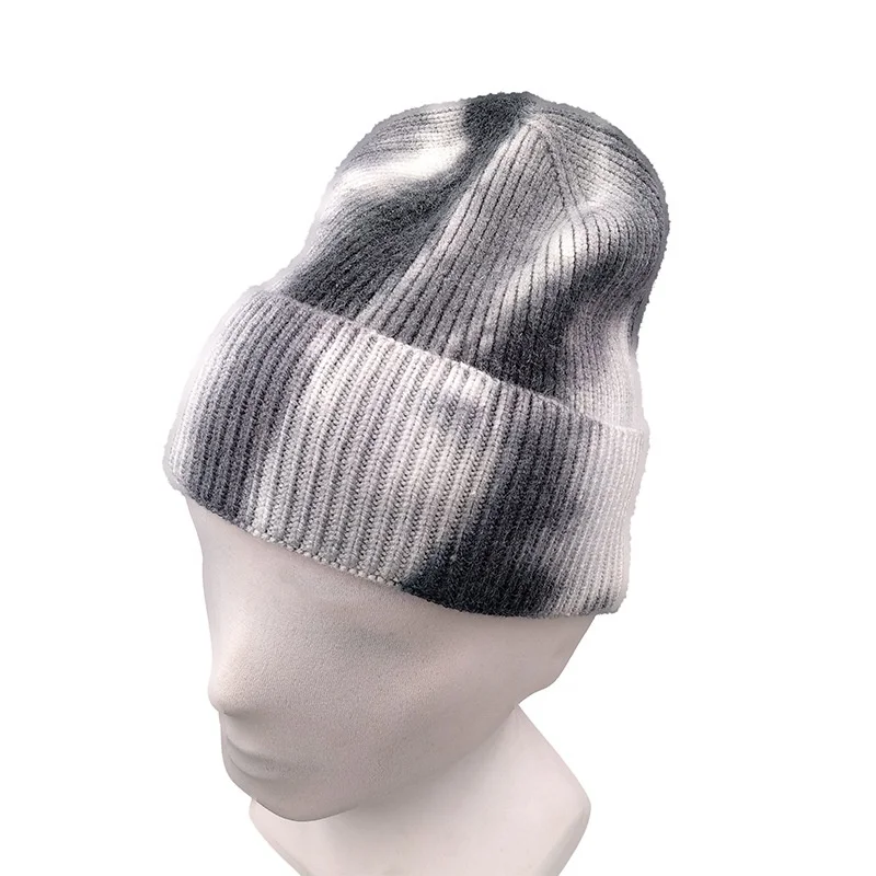 men women knit hat tie dye winter hats elegant with pom pom for adult beanie hats